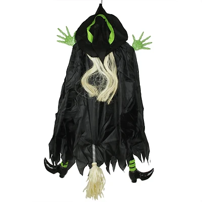 4.5ft. Black & Green Flying & Crashing Wicked Witch Hanging Halloween Decoration
