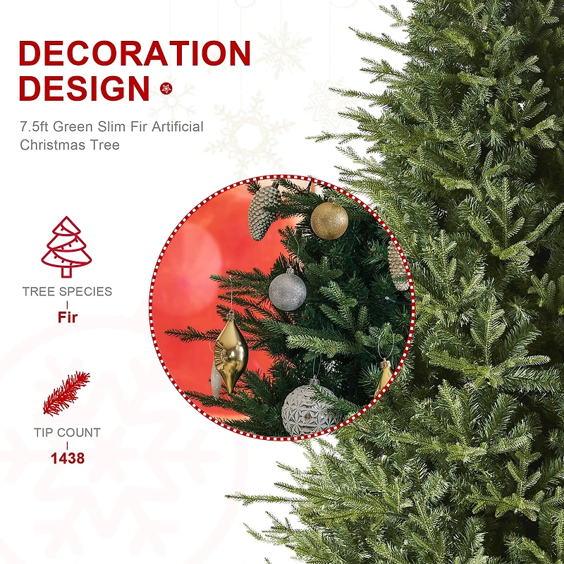 7.5ft. Unlit Green Slim Fir Artificial Christmas Tree