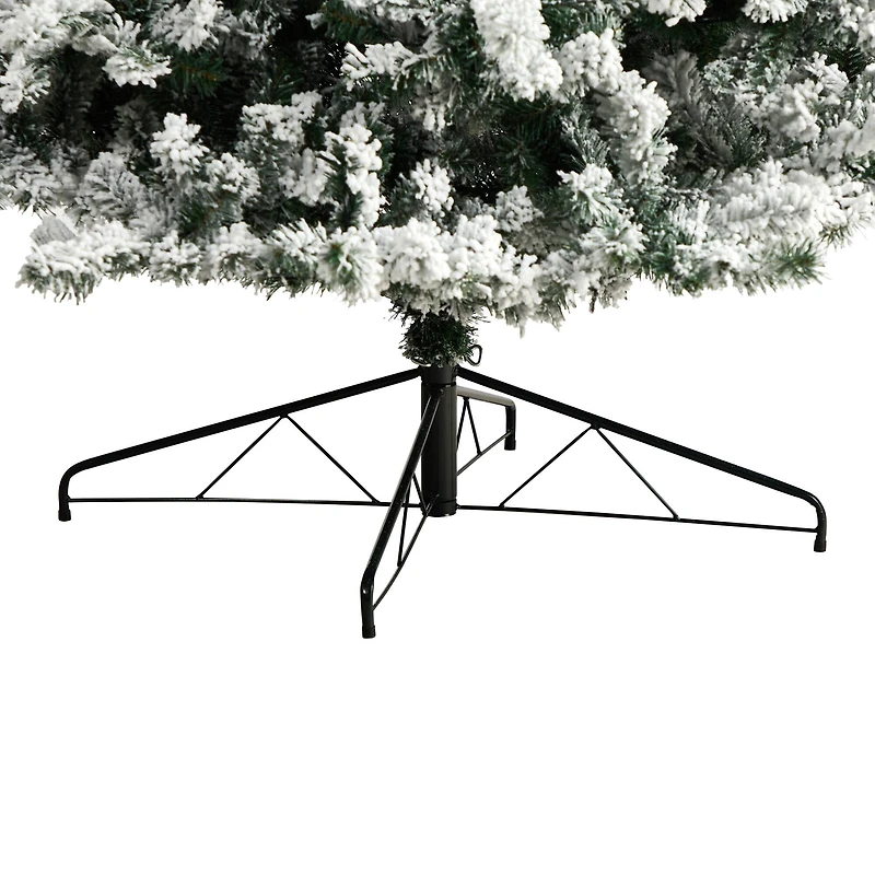 9ft. Pre-Lit Flocked Rock Springs Spruce Artificial Christmas Tree, Clear LED Lights