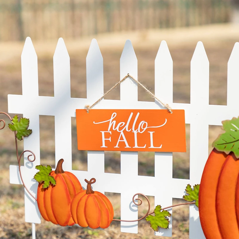 Glitzhome® Fall Metal Scarecrow, Pumpkin & Fence Yard Stake Set