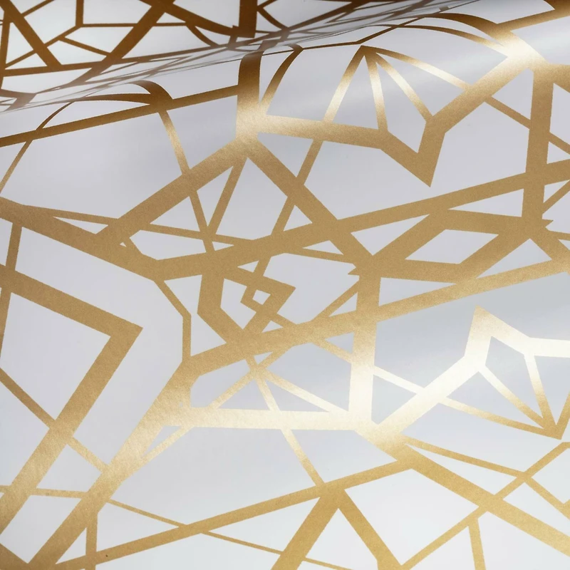 RoomMates White & Gold Shatter Geometric Peel & Stick Wallpaper