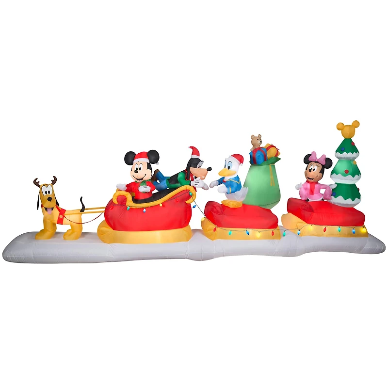 6ft. Animated Airblown® Inflatable Mickey & Friends Sleigh Scene