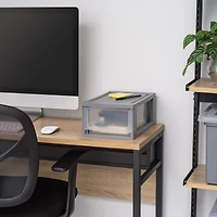 IRIS® 6qt. Gray Stackable Storage Bin with Clear Drawer