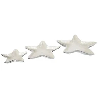 White & Silver Handmade Starfish Enameled Aluminum Decorative Bowl Set