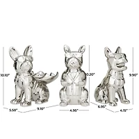 CosmoLiving by Cosmopolitan Silver Porcelain Bulldog with Sunglasses Sculpture Set