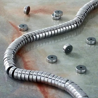 Rhodium Hematite Heishi Beads by Bead Landing