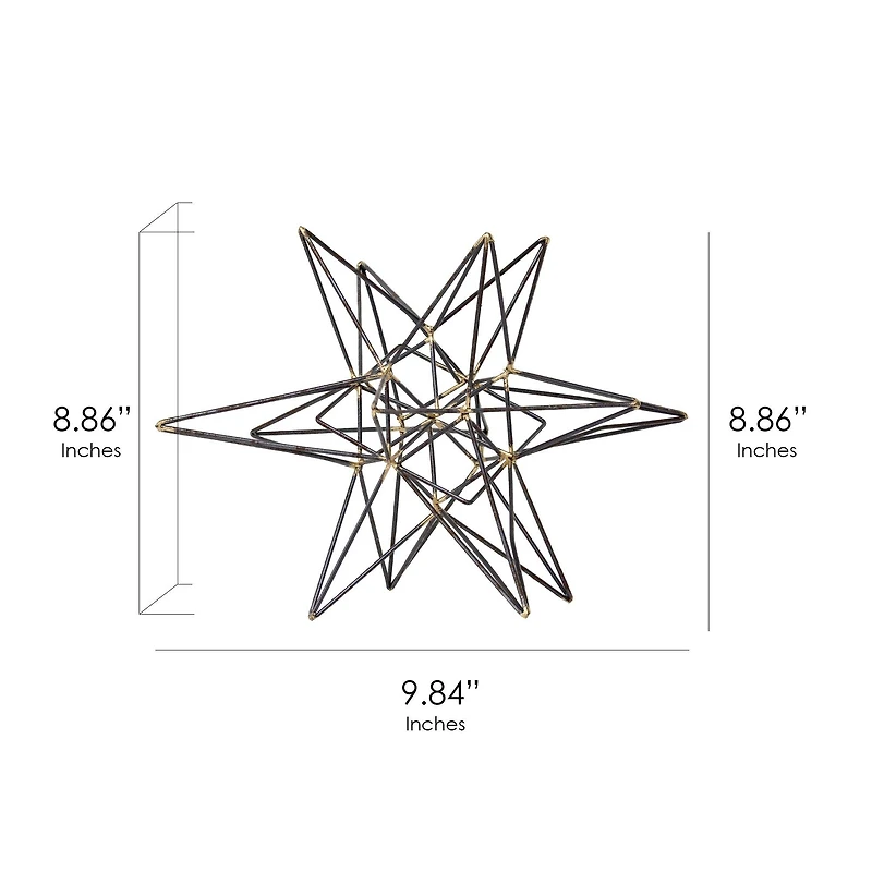 10" Gunmetal & Gold Metal Star Figurine