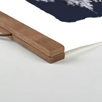 Navy Blue Florals 16" x 20" Teak Hanging Canvas