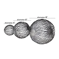Grey Metal Contemporary Geometric Sculpture, Set of 3" 8", 6", 4"