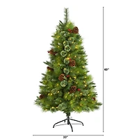 5ft. Pre-Lit Montana Mixed Pine, Pinecones & Berries Artificial Christmas Tree with Clear LED Lights