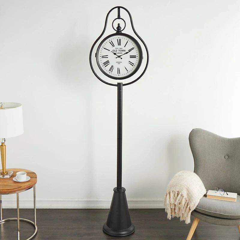 6.75ft. Black Metal Clock