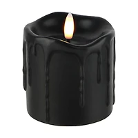 3" x 3" Black Dripping LED Wax Pillar Candle by Ashland®