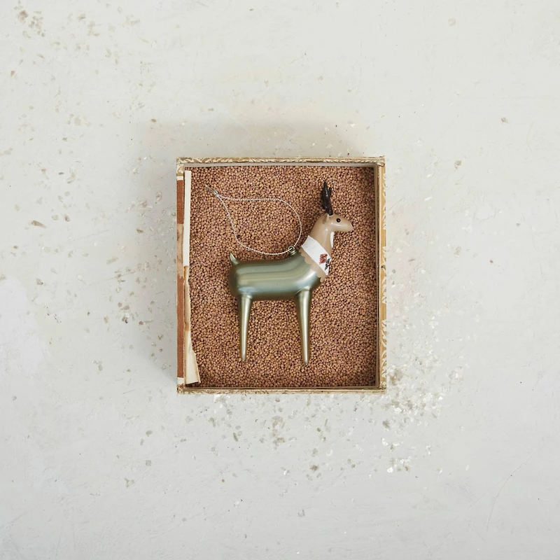 Hello Honey® 5.25" Glass Deer Ornament with Jewels & Glitter