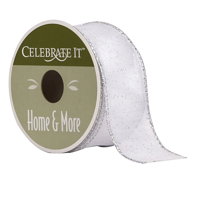 12 Pack: 1.5" Sheer Wired Glitter Ribbon by Celebrate It® 360°™