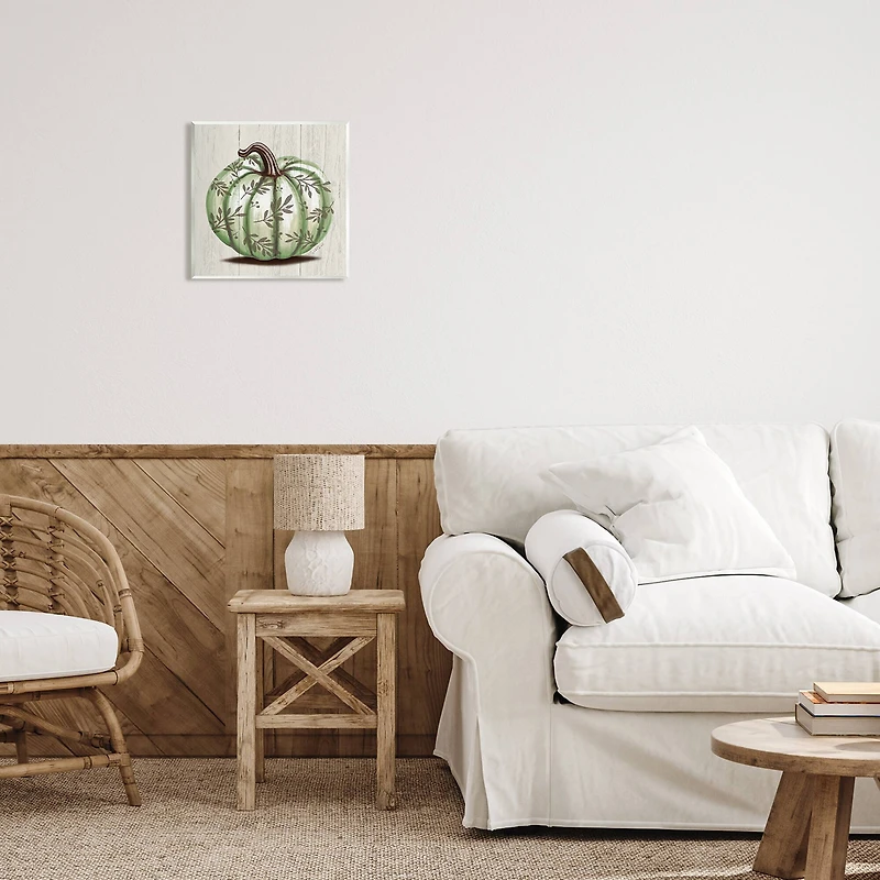 Stupell Industries Green Autumn Pumpkin Patterned Wall Plaque Art