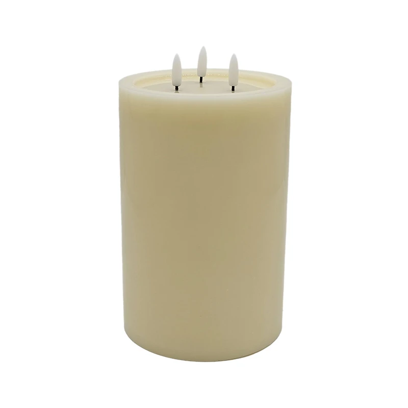 6" x 9" Flickering 3-Wick LED Wax Pillar Candle by Ashland