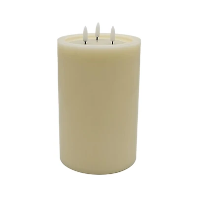 6" x 9" Flickering 3-Wick LED Wax Pillar Candle by Ashland
