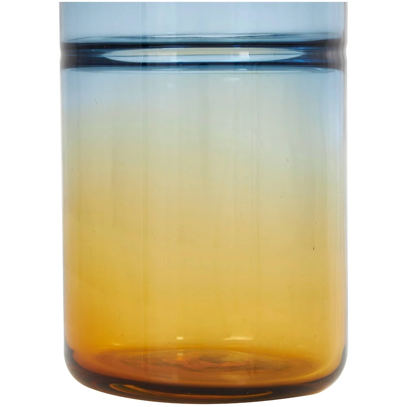 13" Blue & Yellow Ombre Glass Vase