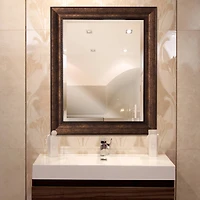Head West® 34.5" Deep Bronze Beaded Rectangular Framed Beveled Accent Wall Mirror