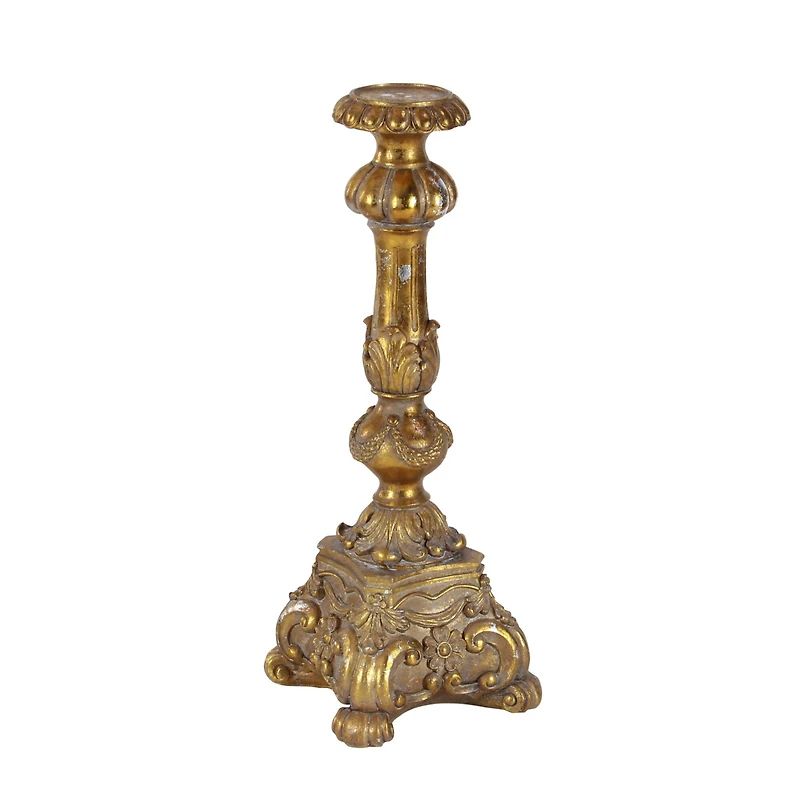 22" Gold Polystone Rustic Candlestick Holder