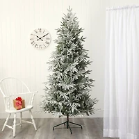 7.5ft. Pre-Lit Flocked Manchester Spruce Artificial Christmas Tree with Clear LED Lights