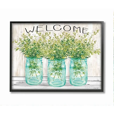 Stupell Industries Country Greenery Welcome Print with Frame Wall Accent