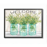 Stupell Industries Country Greenery Welcome Print with Frame Wall Accent