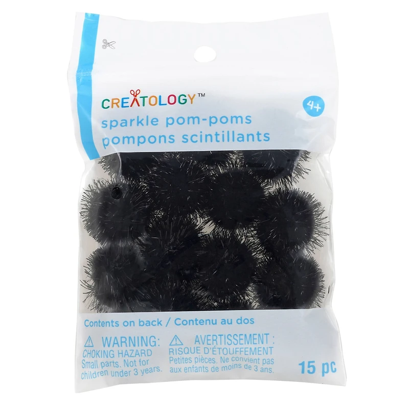 Black Sparkle Pom Poms by Creatology™