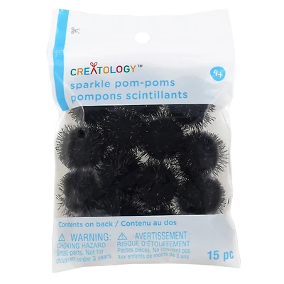 Black Sparkle Pom Poms by Creatology™