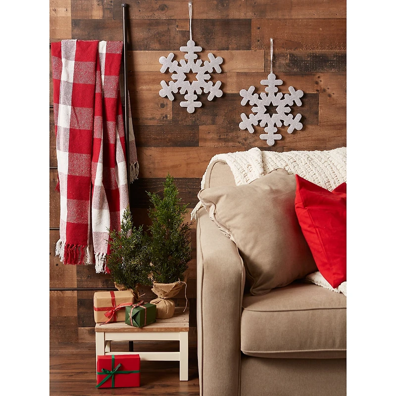 DII® Silver Hanging Foam Snowflake Set