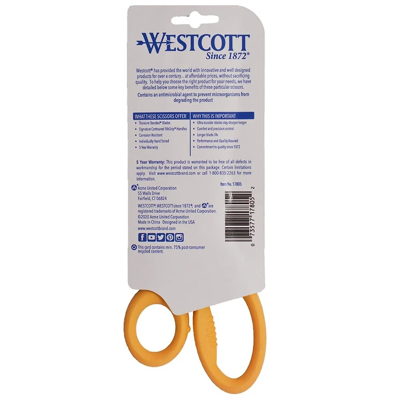 Westcott® 8" Titanium Bonded Scissors with Anti-Microbial Handles