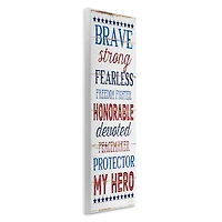 Stupell Industries Brave Strong Fearless Patriotic Stars and Stripes Rustic Wood Look Sign Wall Plaque Art