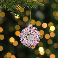 4" Pink Doughnut with Sprinkles Glass Ornament