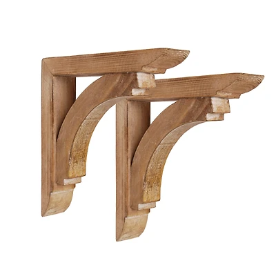 Natural Distressed Antique Wood Corbel Shelf Brackets (Set of 2)