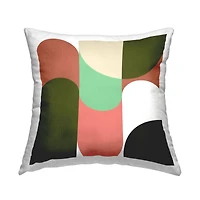 Stupell Industries Retro Pink Green Geometric Curved Shapes Throw Pillow, 18" x 18"