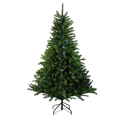 6ft. Pre-Lit Canadian Pine Artificial Christmas Tree, Multicolor LED Lights