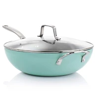 Martha Stewart 12" Turquoise Aluminum Nonstick Essential Pan With Lid