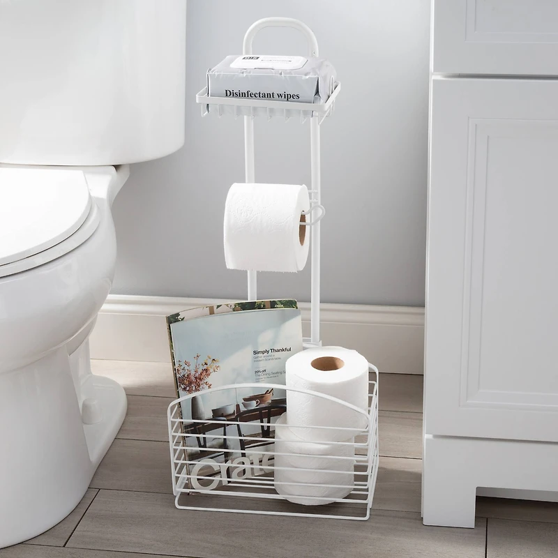 Bath Bliss Ellipse Collection White Adjustable Bathroom Organizer