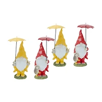 Garden Gnomes with Umbrellas & Woodland Animals Set