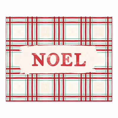 Painted Christmas Plaid Tabletop Canvas
