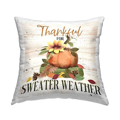 Stupell Industries Thankful Sweater Weather Decorative Printed Throw Pillow