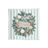 Stupell Industries Striped Joy Seashell Wreath Wall Plaque Art