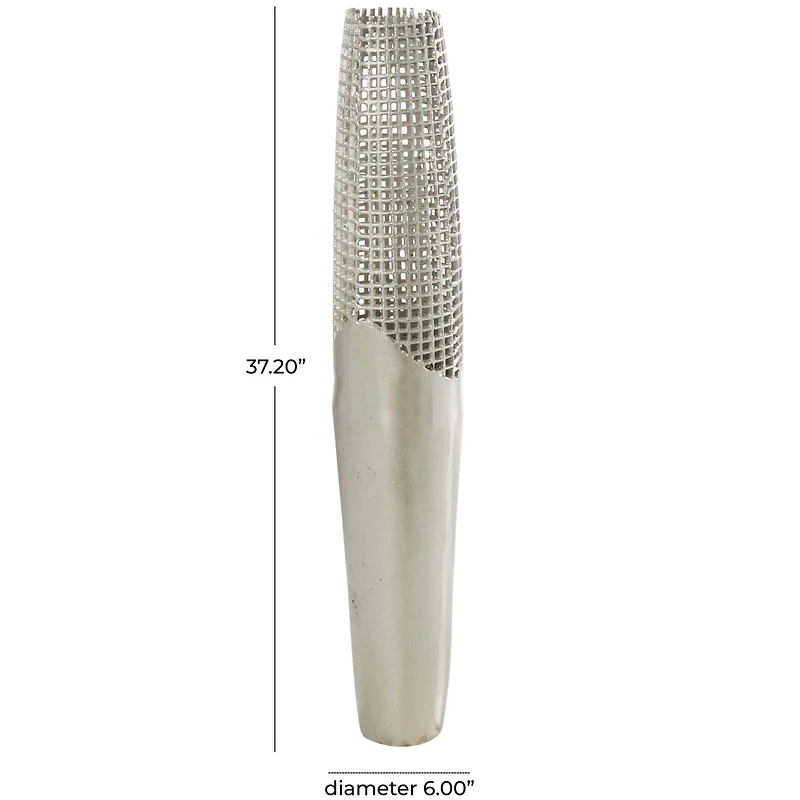 3ft. Silver Aluminum Grid Inspired Vase with Open Frame Design