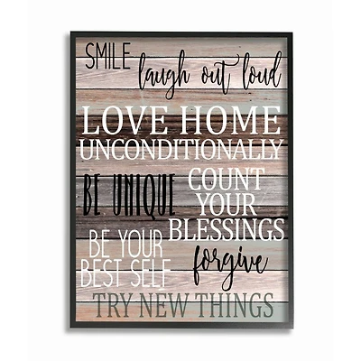Stupell Industries Inspirational Be You Phrases on Wood Grain Brown Black Text in Black Frame Wall Art
