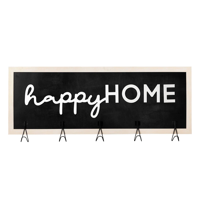 Rustic Happy Home Framed Coat Rack