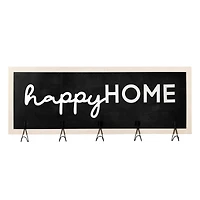 Rustic Happy Home Framed Coat Rack