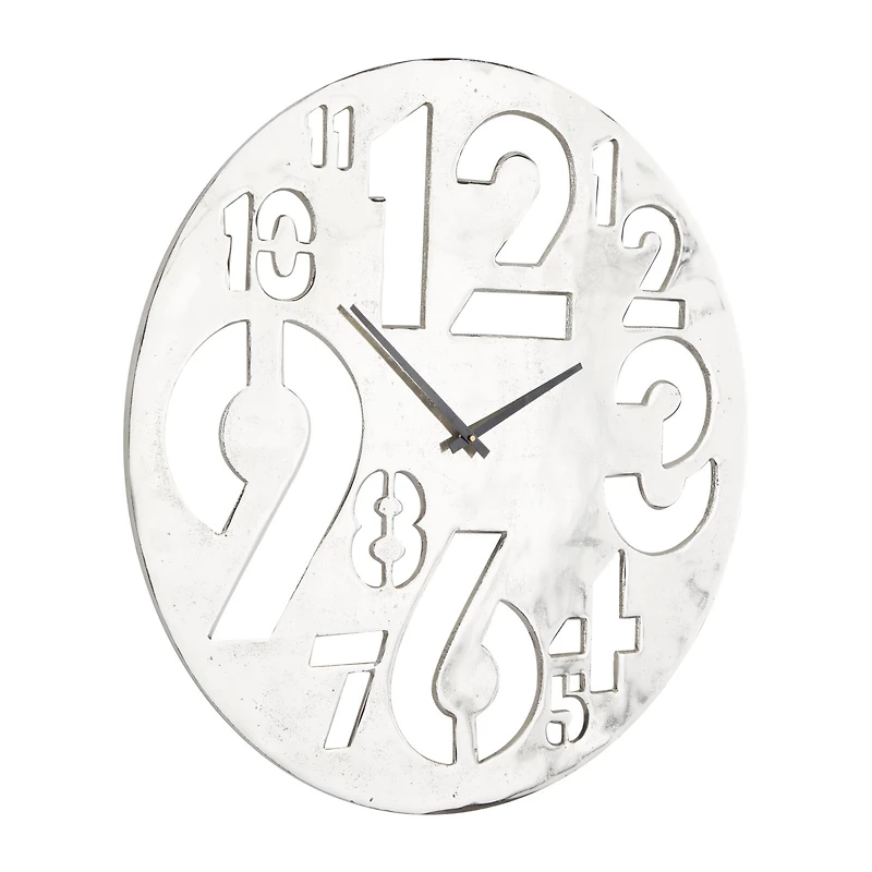 Silver Aluminum Contemporary Wall Clock, 24" x 24" x 2"