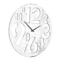 Silver Aluminum Contemporary Wall Clock, 24" x 24" x 2"
