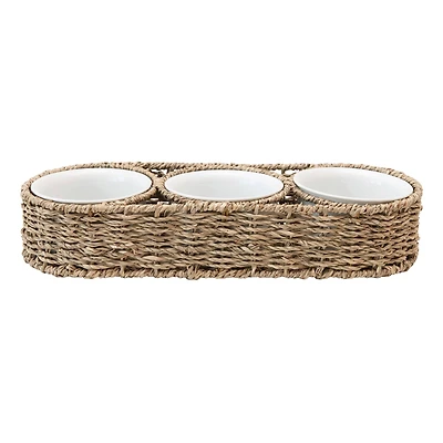 Hello Honey® Hand-Woven Seagrass Basket & Ceramic Bowls Set