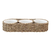 Hello Honey® Hand-Woven Seagrass Basket & Ceramic Bowls Set